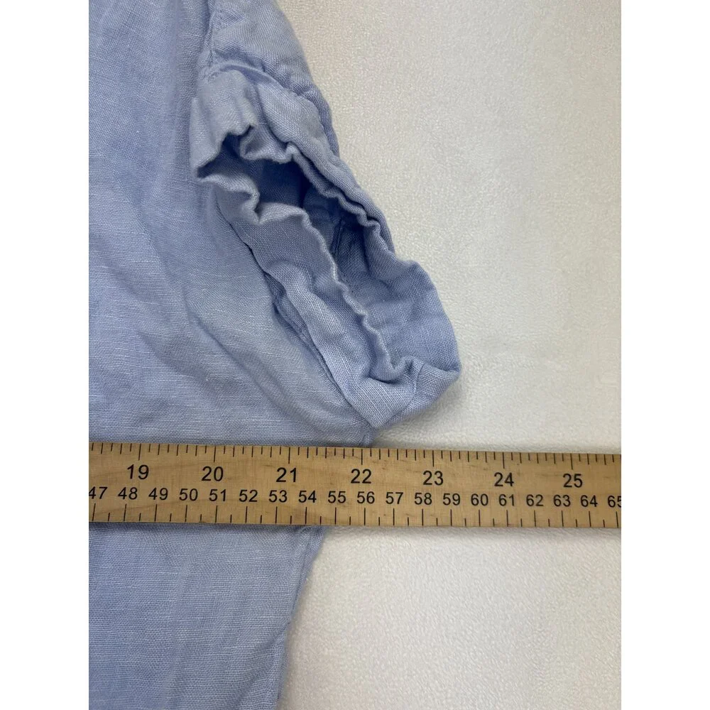 Rachel Roy 100% Linen Button-Down Shirt Short‎ Sleeve S